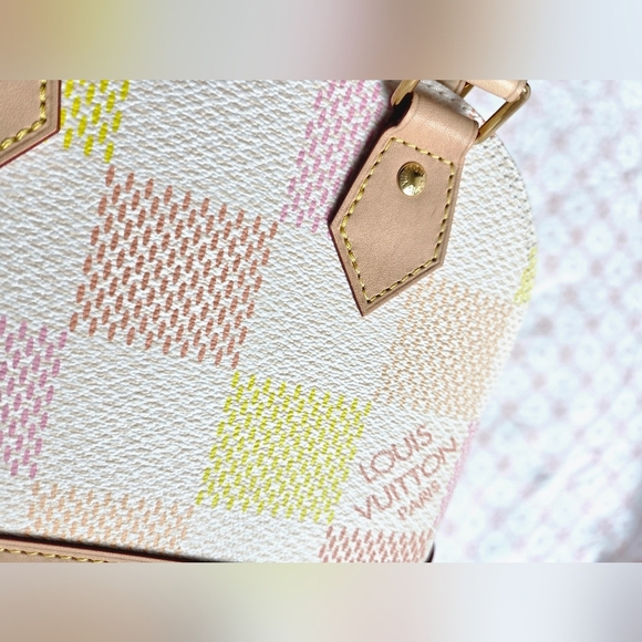 Louis Vuitton Giant Damier Top Handle Bag | Neutral Coated Canvas | Authentic - Picture 9 of 13